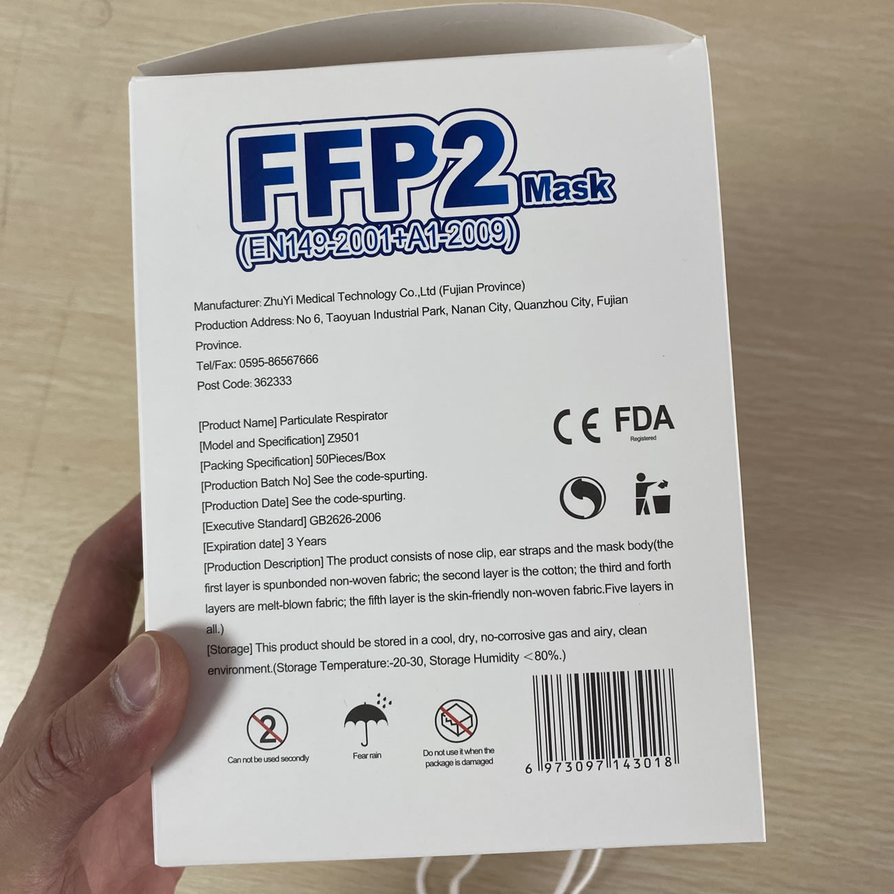 Ffp2 Mask Particulate Respirator 50pieces Box Model Z9501 (3) - www.kitistry.com