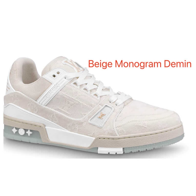 New L V Trainer Sneaker Shoes Beige Monogram Demin (1) - www.kitistry.com New L V Trainer Sneaker Shoes Beige Monogram Demin (1) - www.kitistry.com