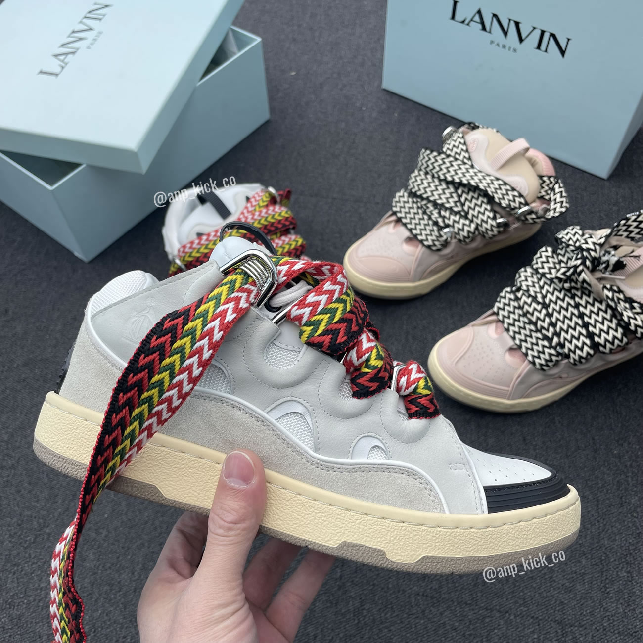 L A N V I N Leather Curb Sneakers White Anpkick Drag A20 (1) - www.kitistry.com