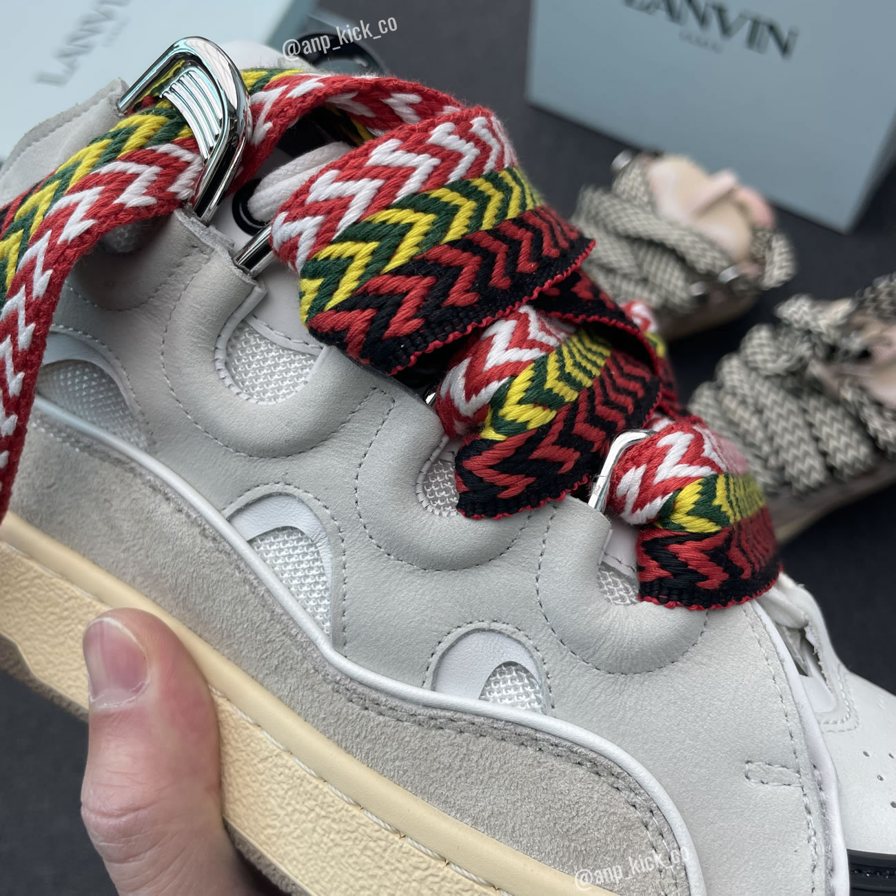L A N V I N Leather Curb Sneakers White Anpkick Drag A20 (2) - www.kitistry.com