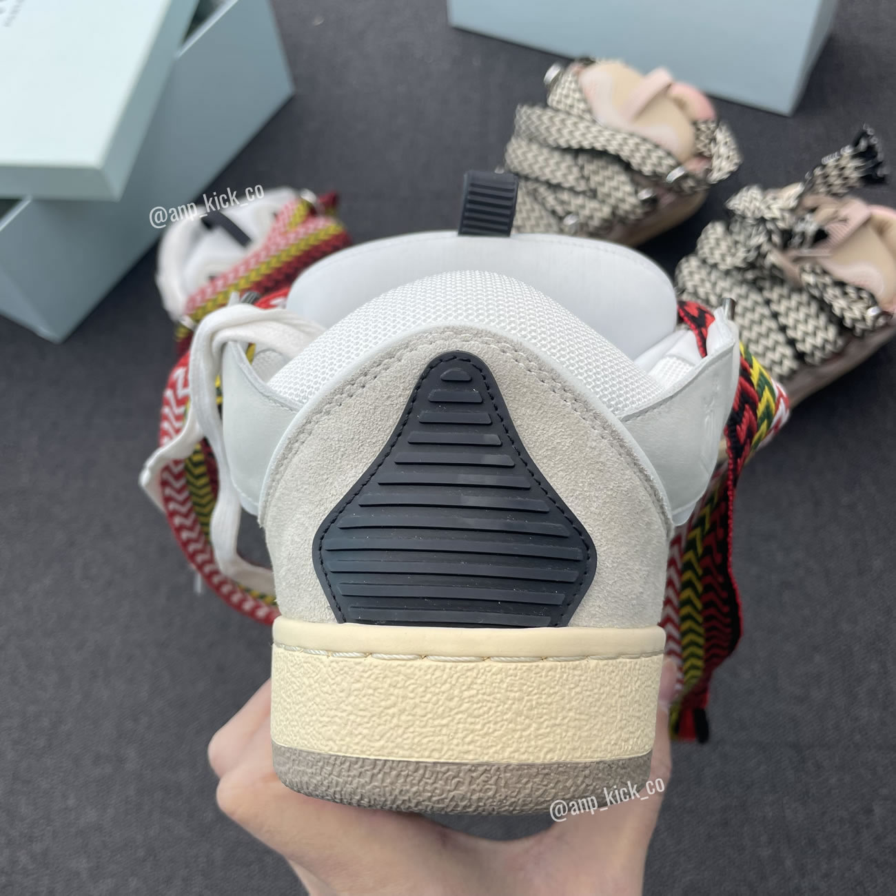 L A N V I N Leather Curb Sneakers White Anpkick Drag A20 (5) - www.kitistry.com