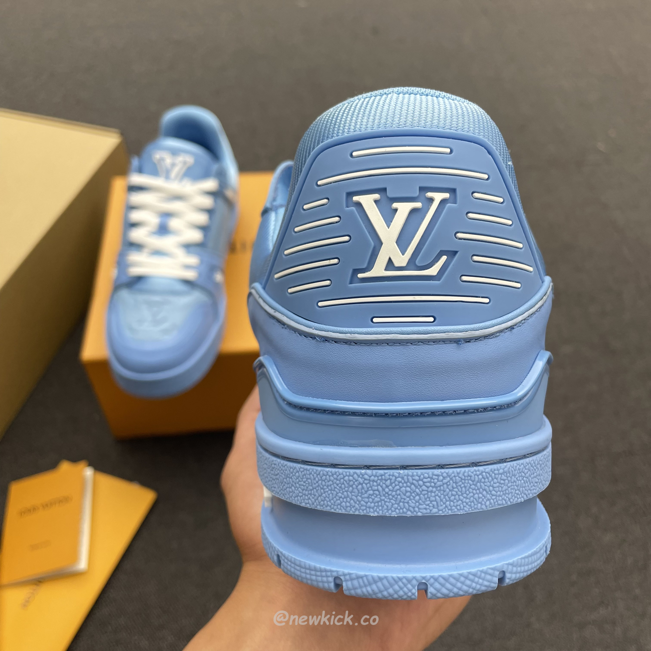 Louis Vuitton Trainer Blue Embossed Monogram (3) - www.kitistry.com