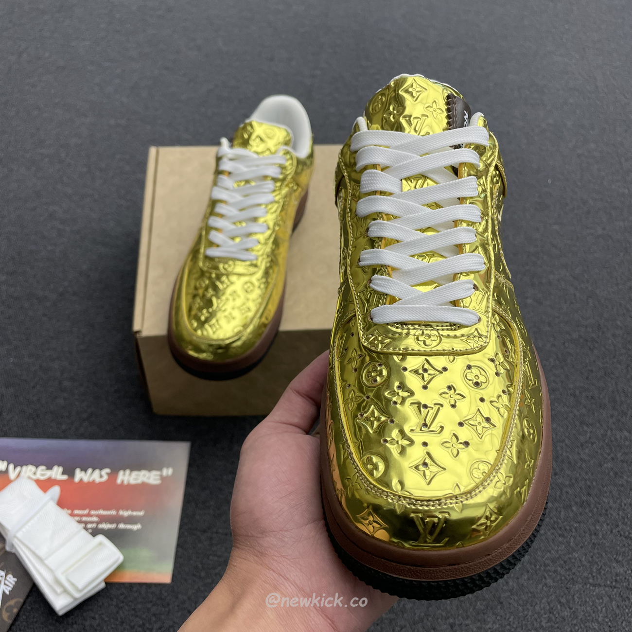 Louis Vuitton Nike Air Force 1 Low By Virgil Abloh Metallic Gold (12) - www.kitistry.com