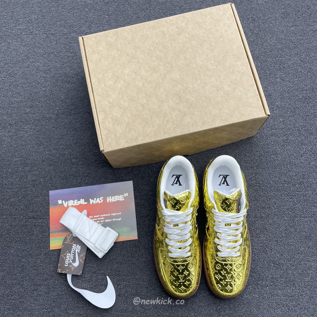 Louis Vuitton Nike Air Force 1 Low By Virgil Abloh Metallic Gold (2) - www.kitistry.com