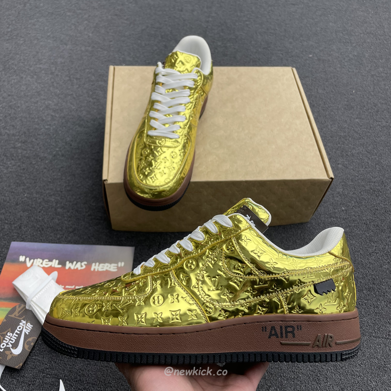 Louis Vuitton Nike Air Force 1 Low By Virgil Abloh Metallic Gold (4) - www.kitistry.com