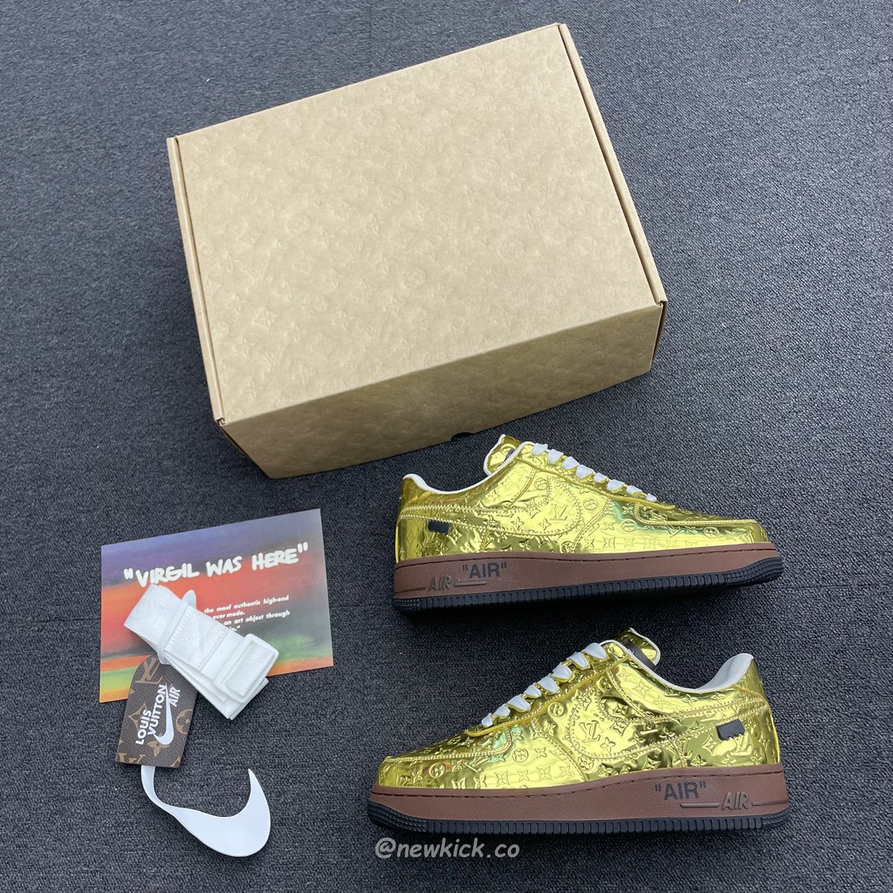 Louis Vuitton Nike Air Force 1 Low By Virgil Abloh Metallic Gold (5) - www.kitistry.com