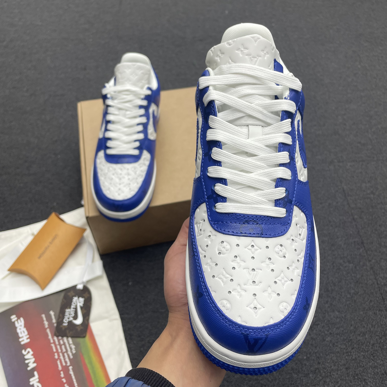 Louis Vuitton Nike Air Force 1 Low By Virgil Abloh White Green Royal (16) - www.kitistry.com