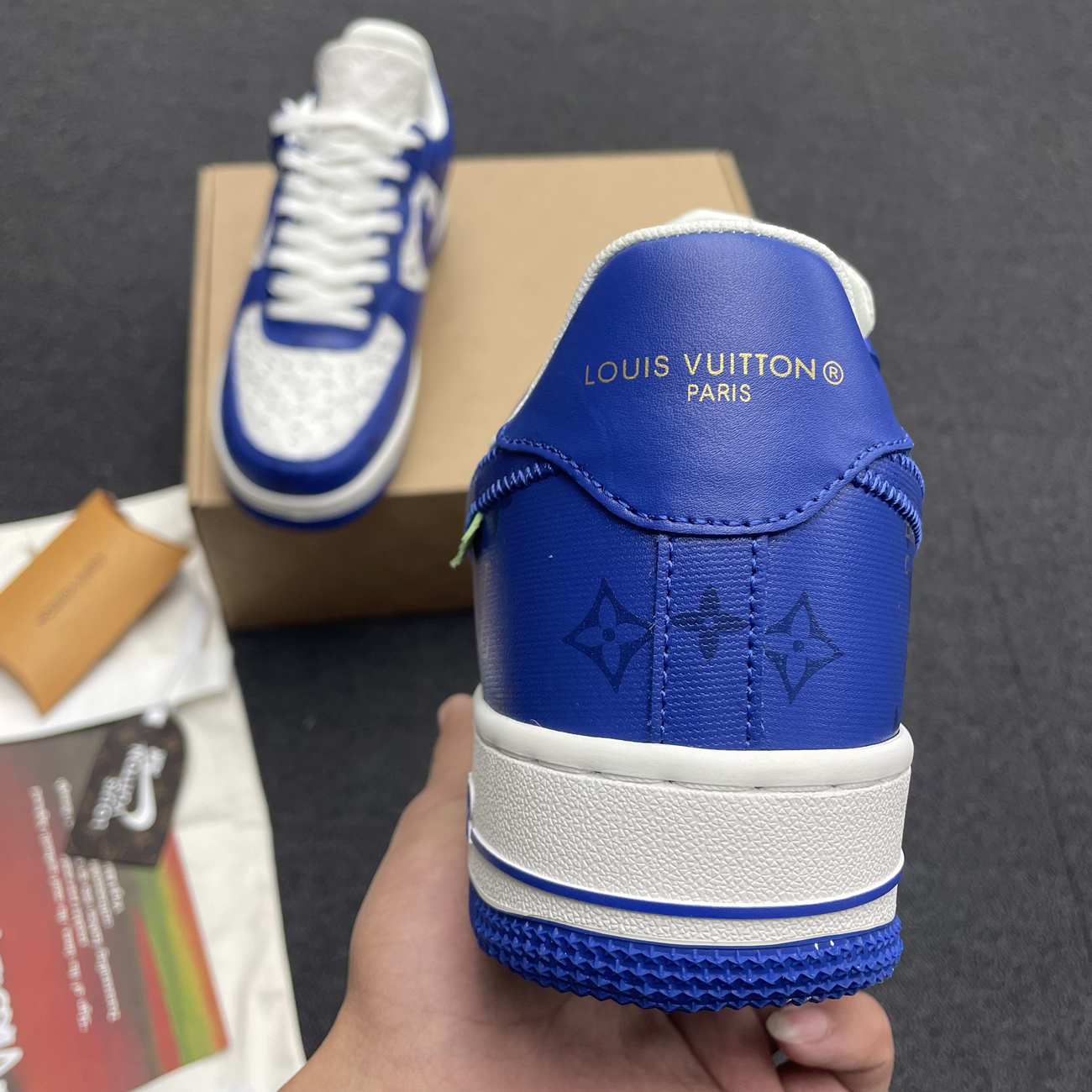 Louis Vuitton Nike Air Force 1 Low By Virgil Abloh White Green Royal (17) - www.kitistry.com