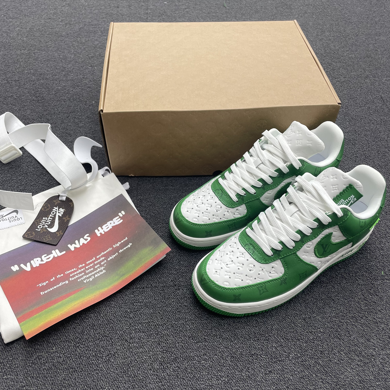 Louis Vuitton Nike Air Force 1 Low By Virgil Abloh White Green Royal (18) - www.kitistry.com
