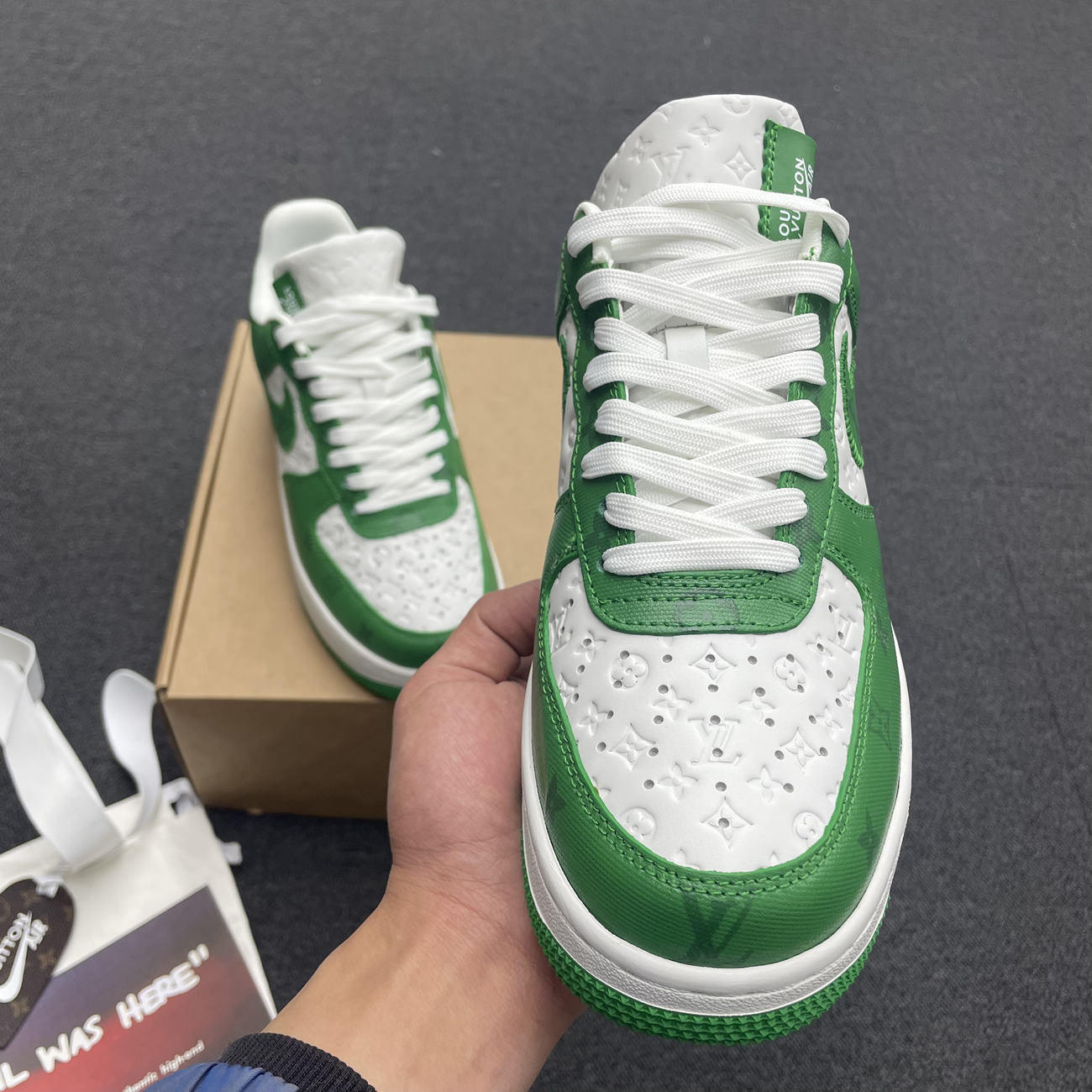 Louis Vuitton Nike Air Force 1 Low By Virgil Abloh White Green Royal (19) - www.kitistry.com