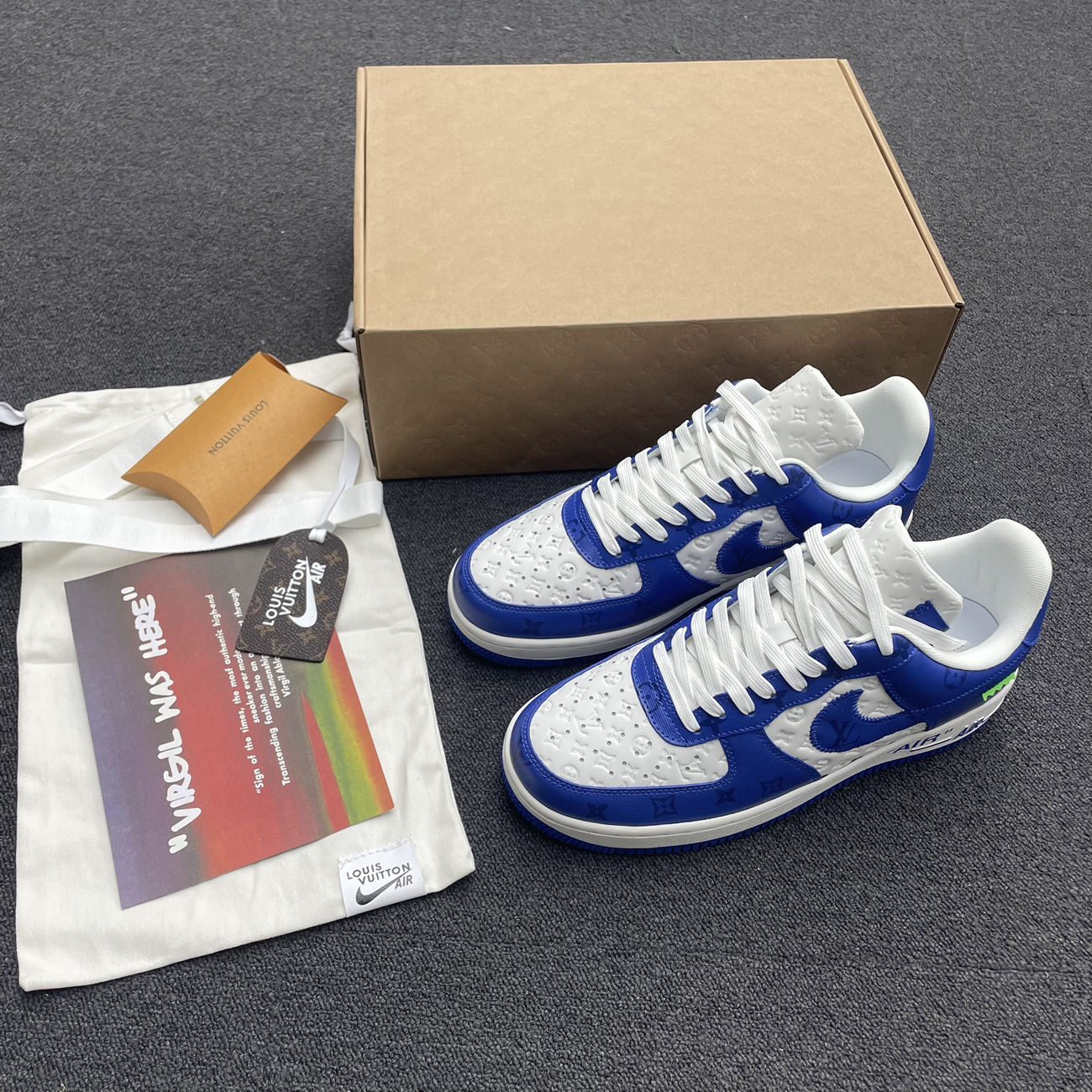 Louis Vuitton Nike Air Force 1 Low By Virgil Abloh White Green Royal (2) - www.kitistry.com