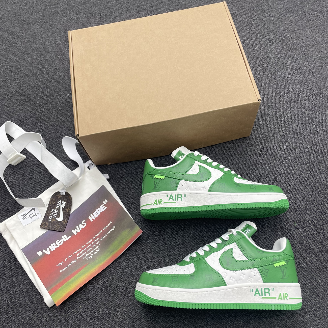 Louis Vuitton Nike Air Force 1 Low By Virgil Abloh White Green Royal (4) - www.kitistry.com