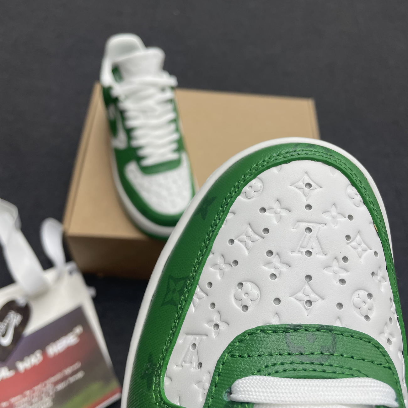 Louis Vuitton Nike Air Force 1 Low By Virgil Abloh White Green Royal (6) - www.kitistry.com