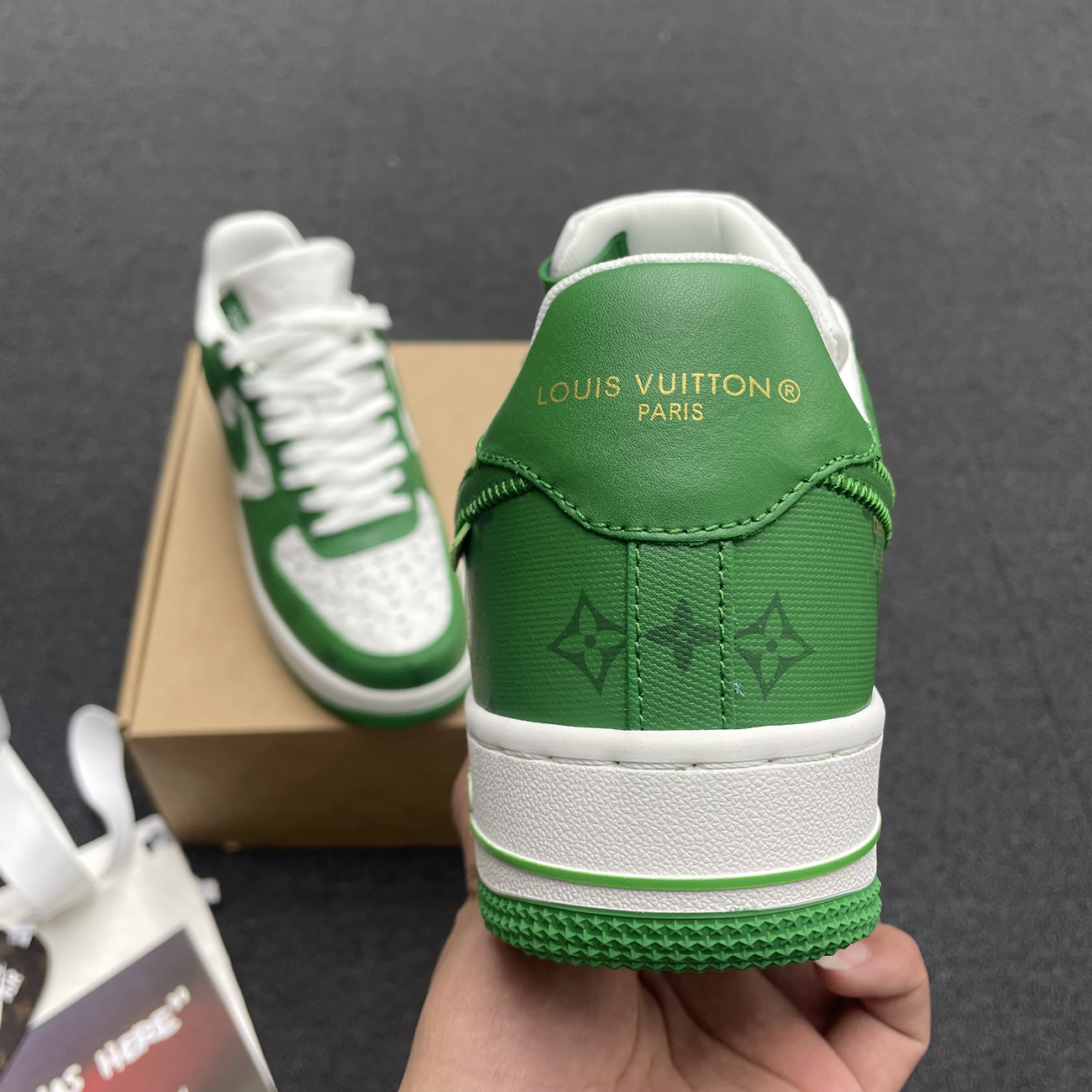 Louis Vuitton Nike Air Force 1 Low By Virgil Abloh White Green Royal (9) - www.kitistry.com