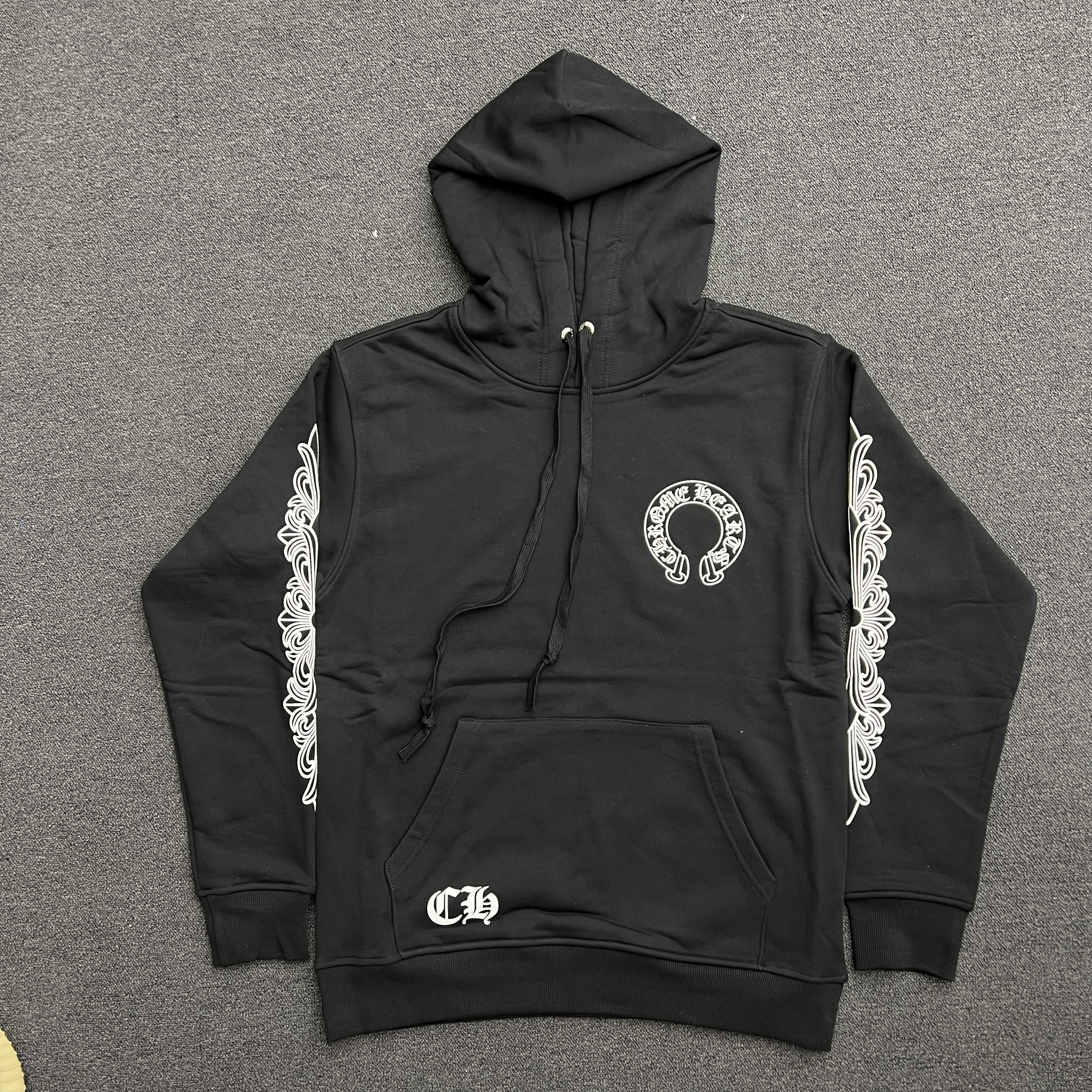 Chrome Hearts Horse Shoe Floral Hoodie Black (11) - www.kitistry.com