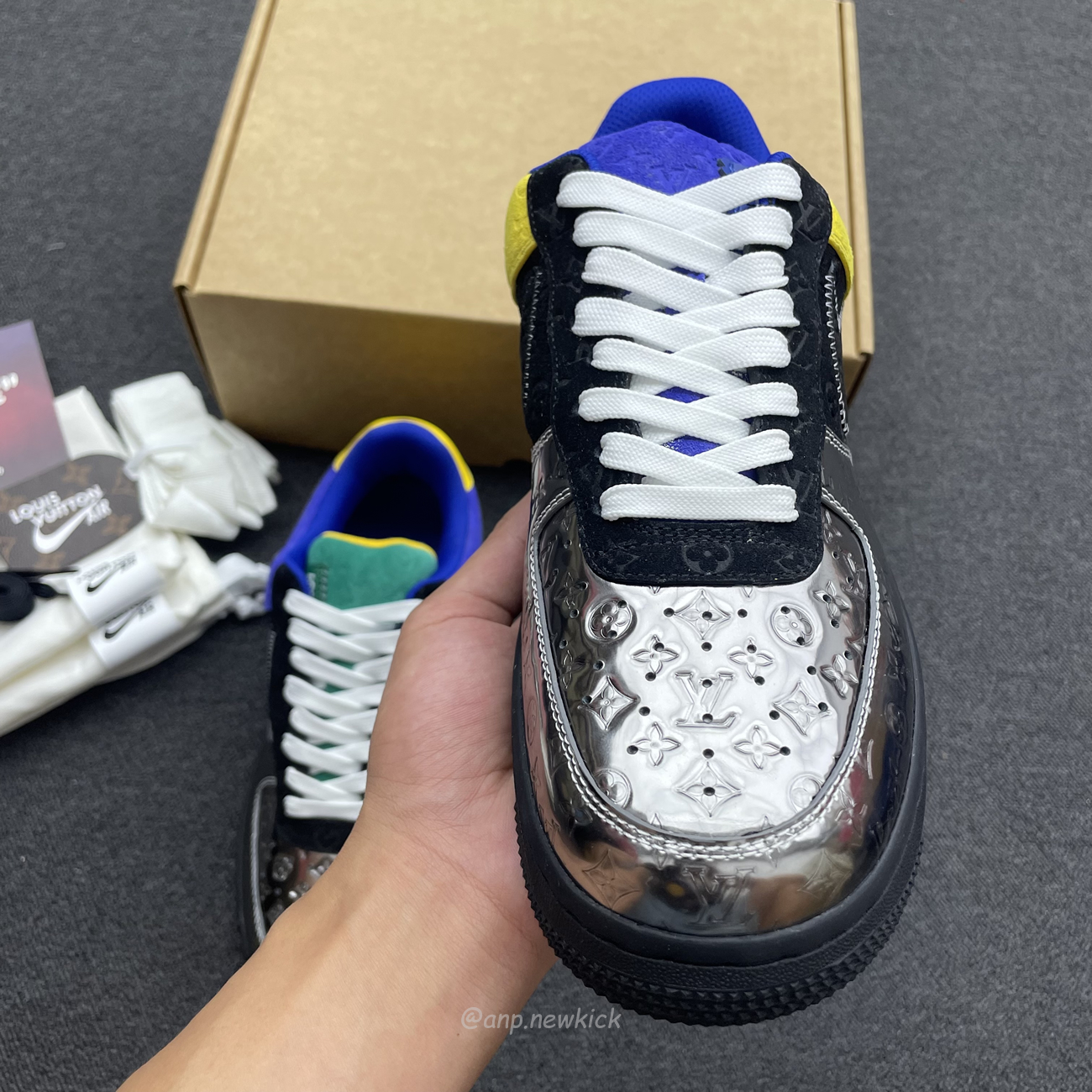 Louis Vuitton Nike Air Force 1 Low By Virgil Abloh Black Metallic Silver (3) - www.kitistry.com
