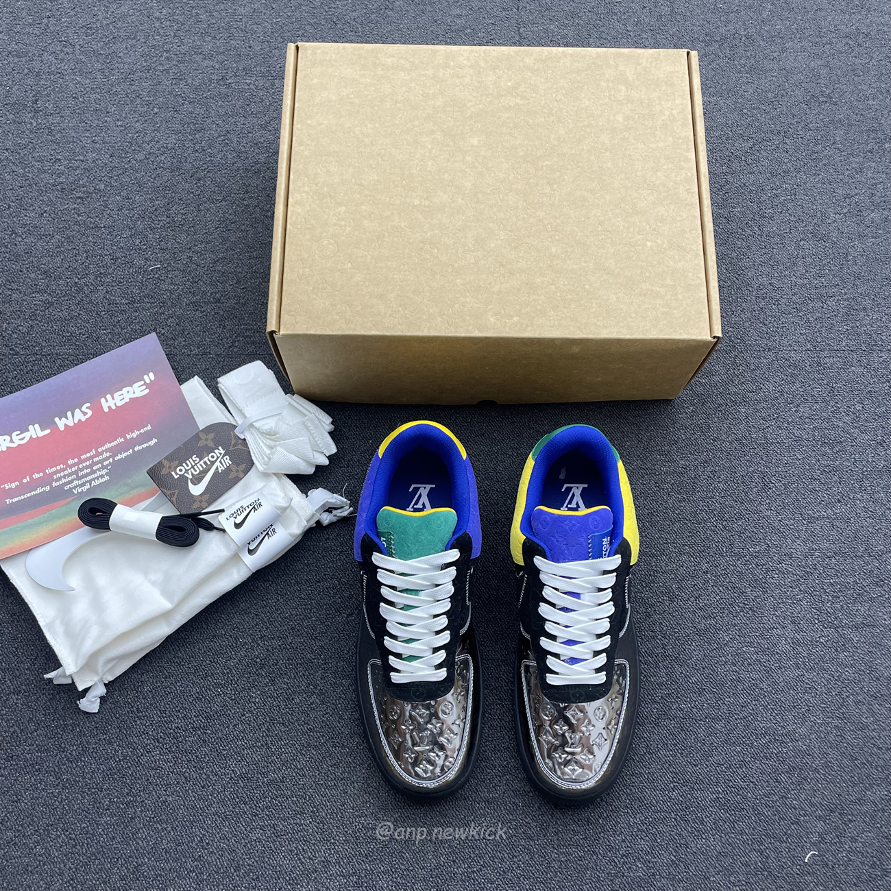 Louis Vuitton Nike Air Force 1 Low By Virgil Abloh Black Metallic Silver (4) - www.kitistry.com