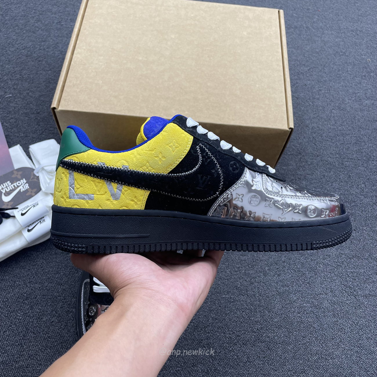 Louis Vuitton Nike Air Force 1 Low By Virgil Abloh Black Metallic Silver (5) - www.kitistry.com