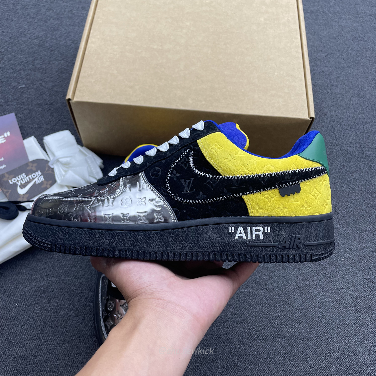 Louis Vuitton Nike Air Force 1 Low By Virgil Abloh Black Metallic Silver (6) - www.kitistry.com