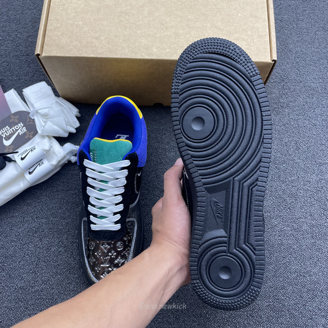 Louis Vuitton Nike Air Force 1 Low By Virgil Abloh Black Metallic Silver (8) - www.kitistry.com