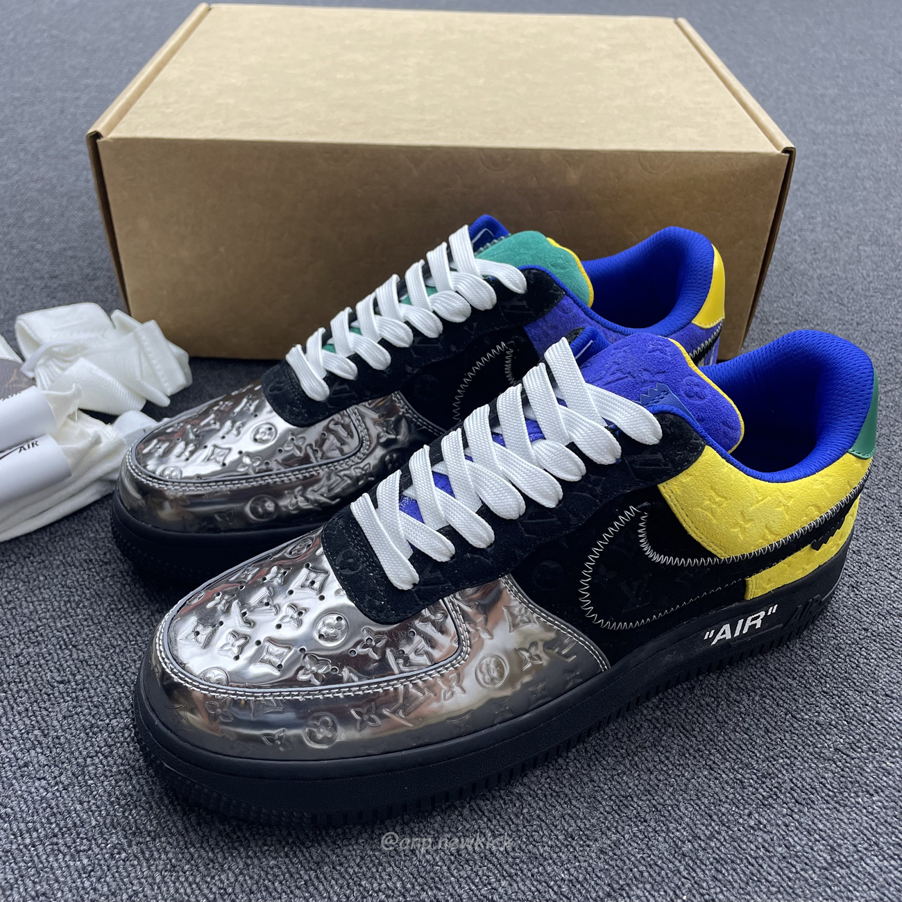 Louis Vuitton Nike Air Force 1 Low By Virgil Abloh Black Metallic Silver (9) - www.kitistry.com