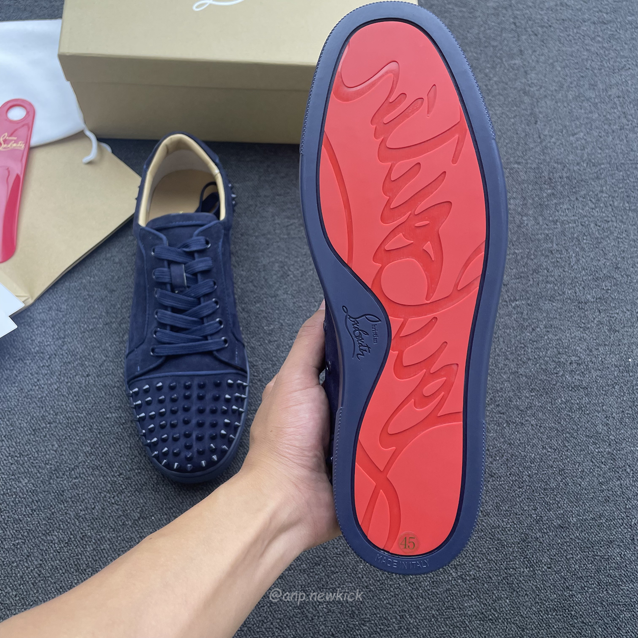 Christian Louboutin Rivet Shoe Blue Suede Calf (7) - www.kitistry.com Christian Louboutin Rivet Shoe Blue Suede Calf (7) - www.kitistry.com