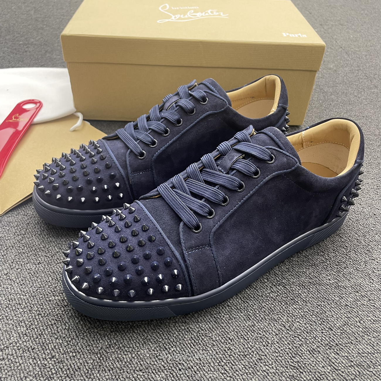 Christian Louboutin Rivet Shoe Blue Suede Calf (9) - www.kitistry.com Christian Louboutin Rivet Shoe Blue Suede Calf (9) - www.kitistry.com
