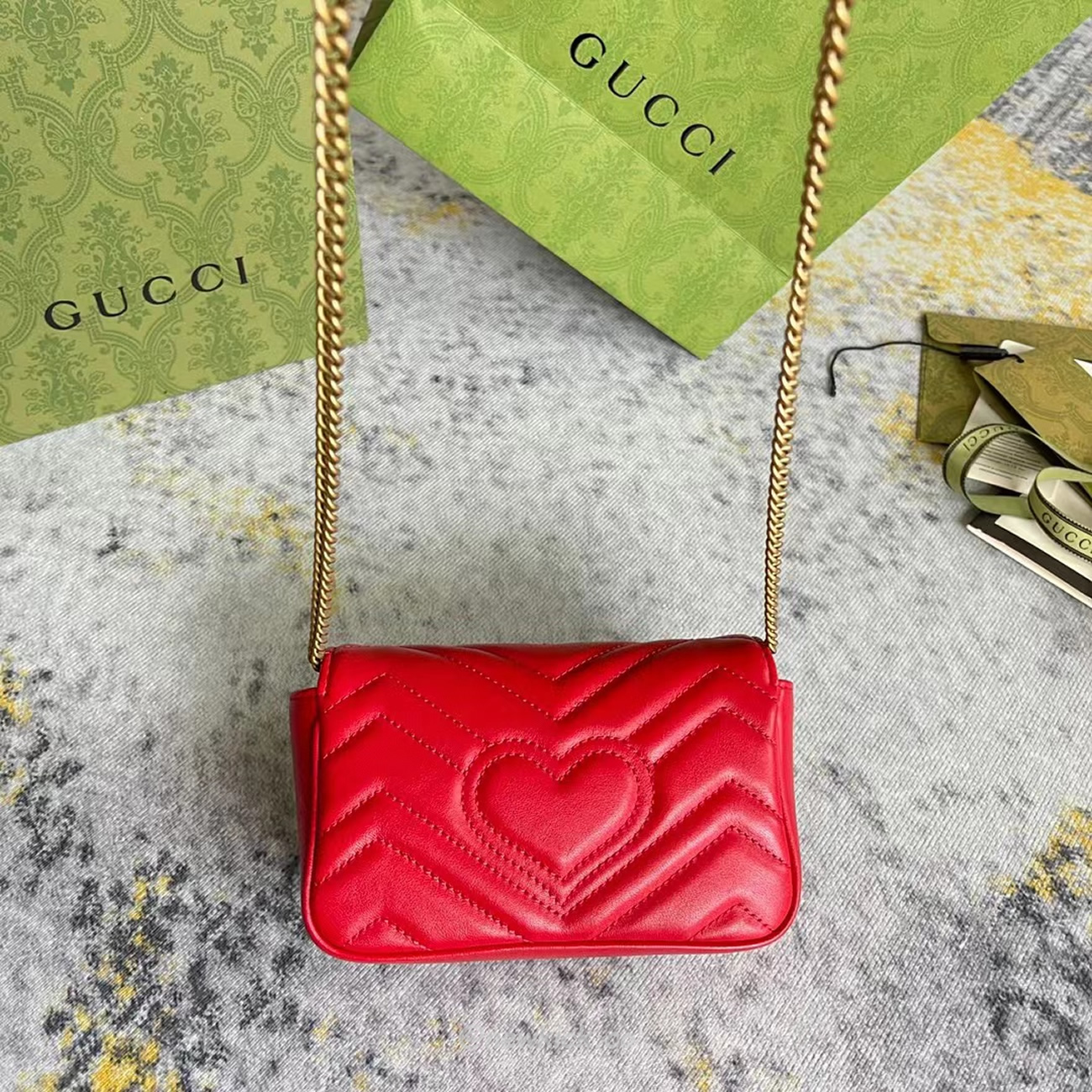 Gucci Gg Marmont Matelasse Super Mini Bag Red (3) - www.kitistry.com