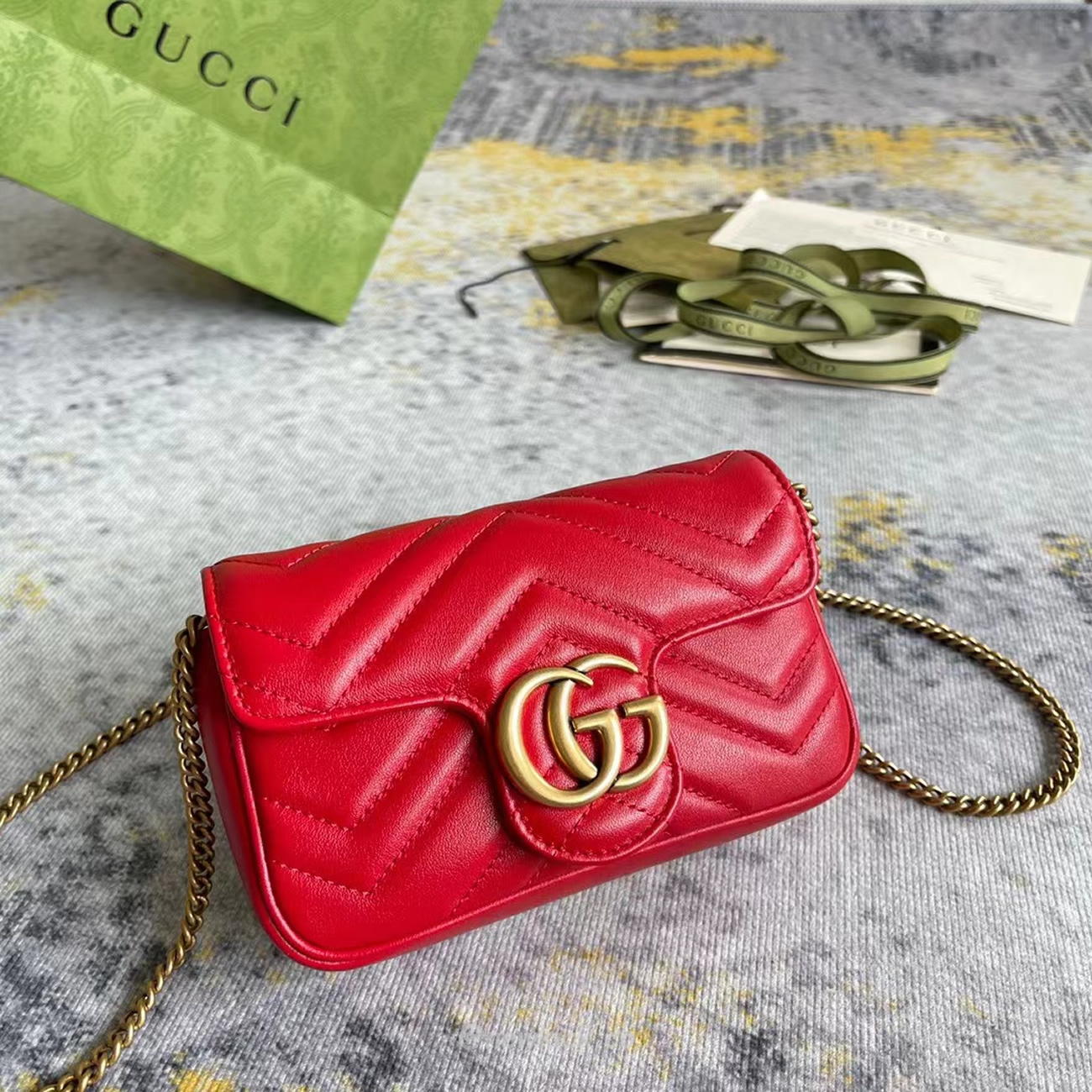 Gucci Gg Marmont Matelasse Super Mini Bag Red (8) - www.kitistry.com