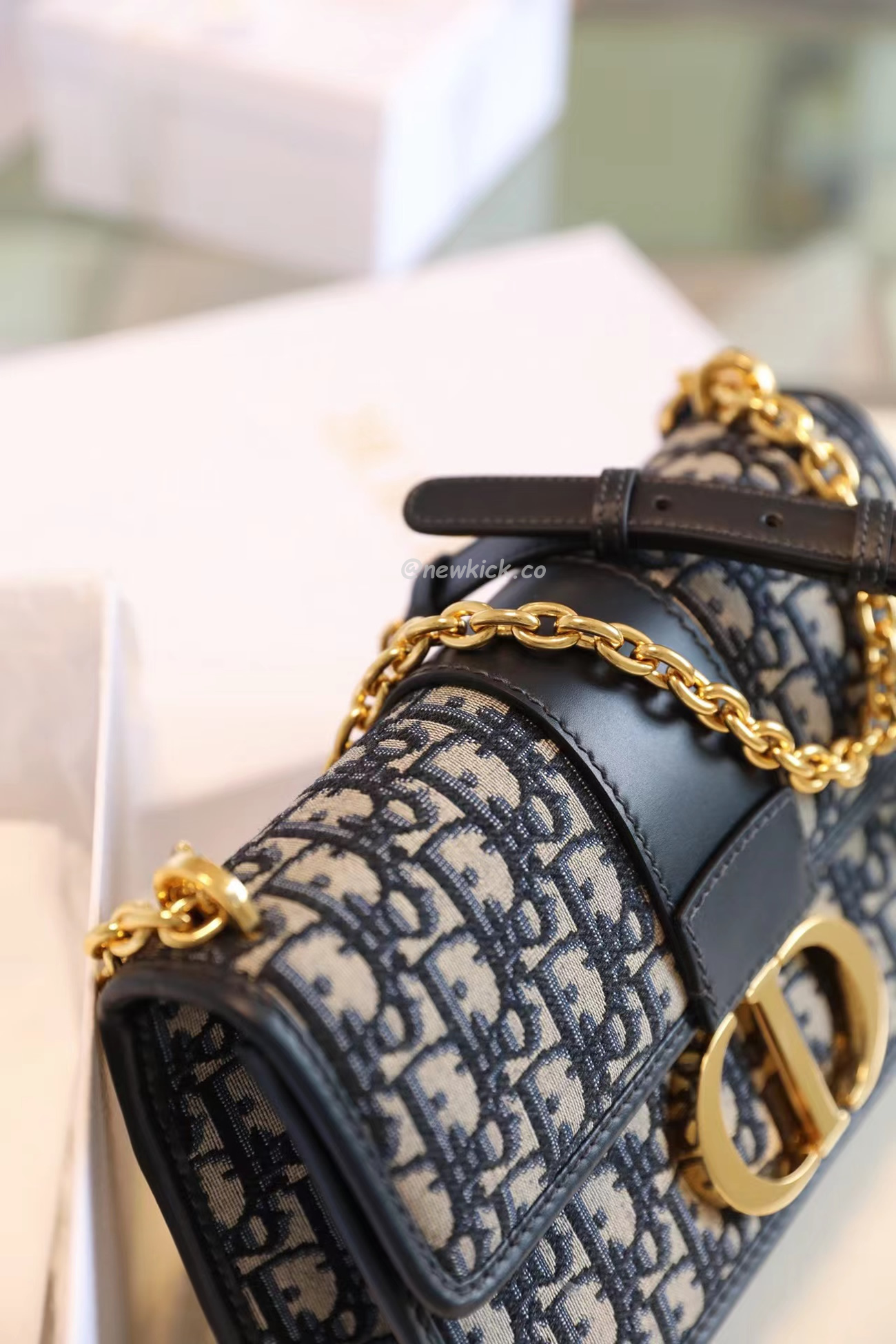 Dior 30 Montaigne Chain Bag Blue Dior Oblique Jacquard M9208utzq M928 (20) - www.kitistry.com