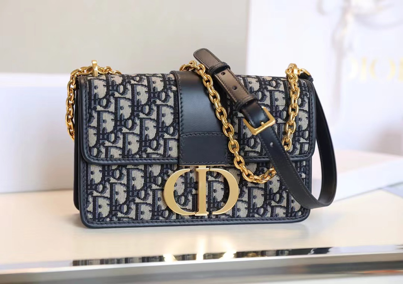 Dior 30 Montaigne Chain Bag Blue Dior Oblique Jacquard M9208utzq M928 (24) - www.kitistry.com
