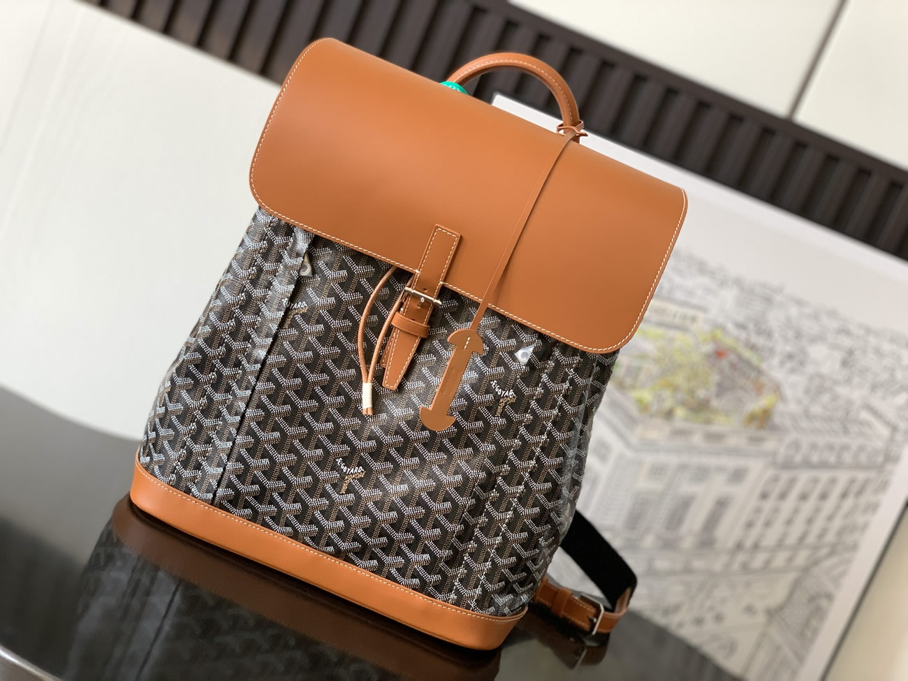 Goyard Artois Alpin Medium Backpack Blacknatural Black Grey Navy Green (12) - www.kitistry.com