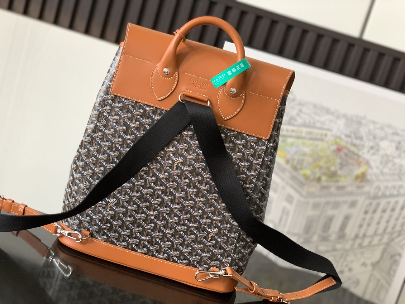 Goyard Artois Alpin Medium Backpack Blacknatural Black Grey Navy Green (13) - www.kitistry.com