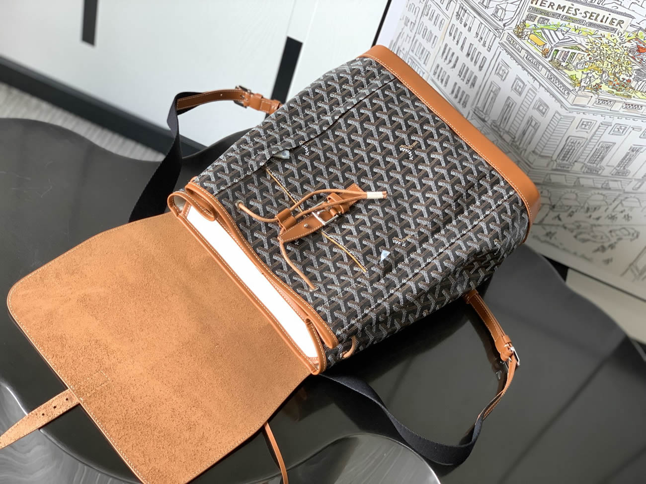 Goyard Artois Alpin Medium Backpack Blacknatural Black Grey Navy Green (19) - www.kitistry.com