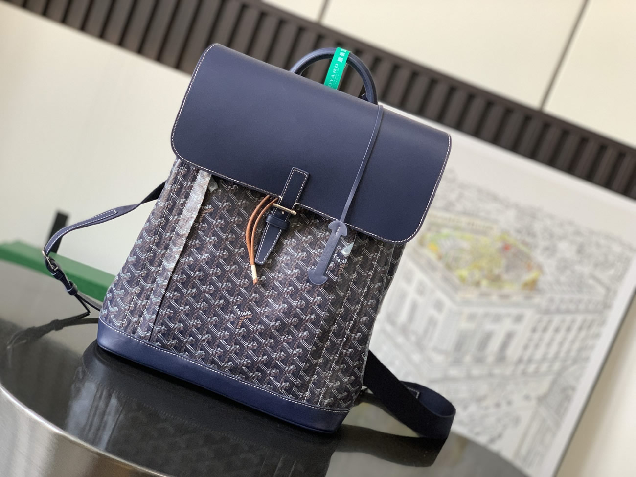 Goyard Artois Alpin Medium Backpack Blacknatural Black Grey Navy Green (2) - www.kitistry.com