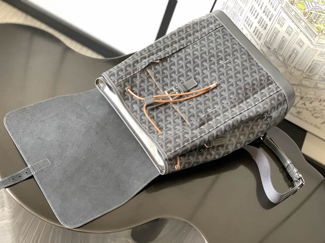 Goyard Artois Alpin Medium Backpack Blacknatural Black Grey Navy Green (26) - www.kitistry.com