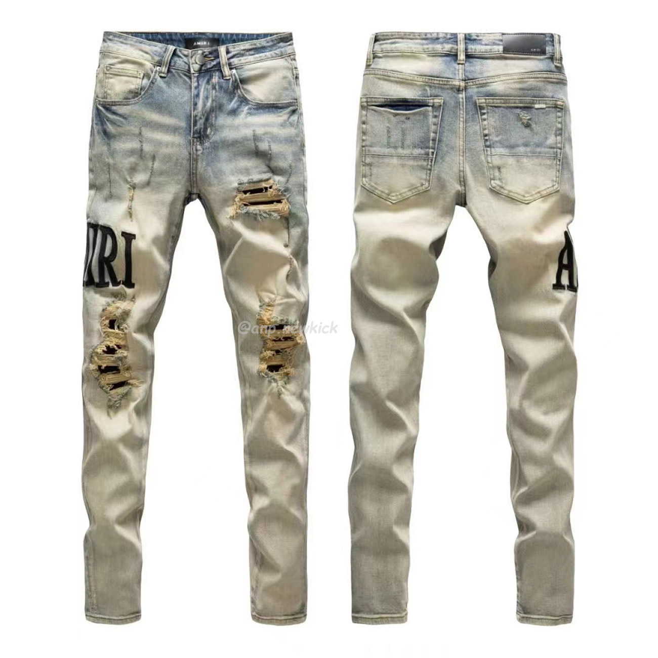 Amiri Jeans Men Letters Trousers Repair Low Rise Skinny (1) - www.kitistry.com