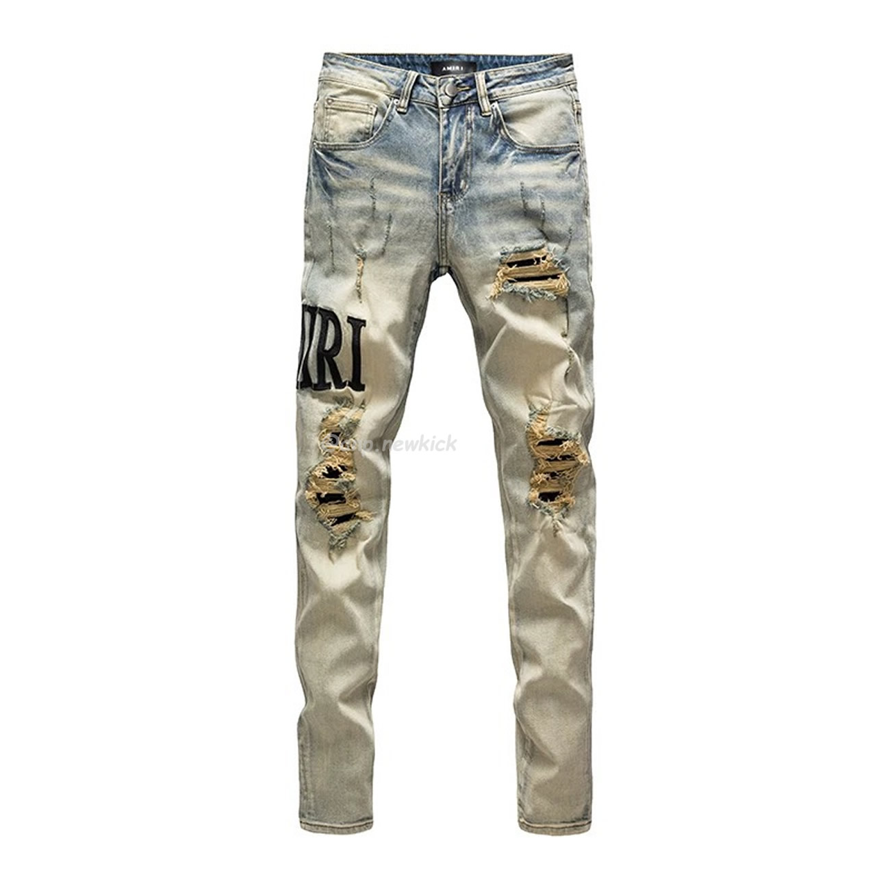 Amiri Jeans Men Letters Trousers Repair Low Rise Skinny (3) - www.kitistry.com
