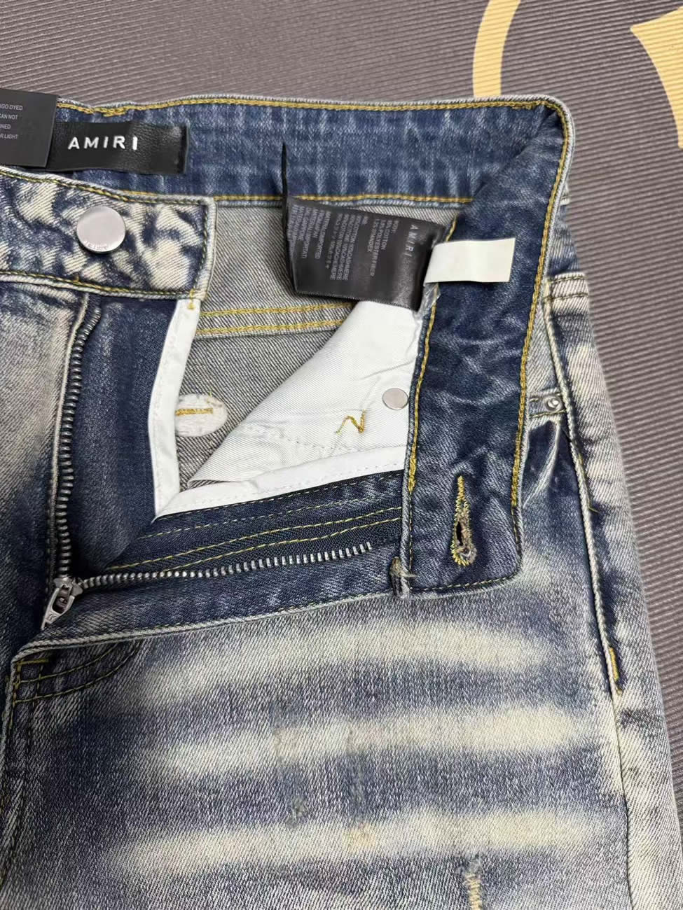 Amiri Jeans Men Letters Trousers Repair Low Rise Skinny (4) - www.kitistry.com