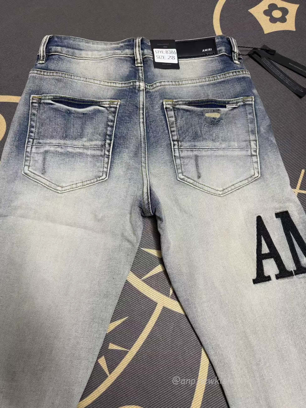 Amiri Jeans Men Letters Trousers Repair Low Rise Skinny (5) - www.kitistry.com