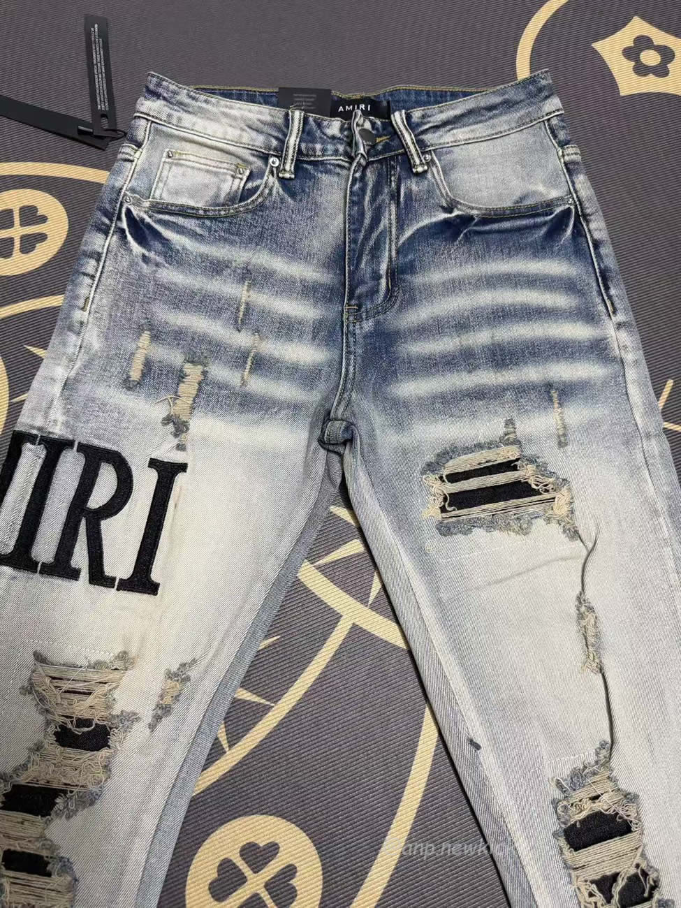 Amiri Jeans Men Letters Trousers Repair Low Rise Skinny (6) - www.kitistry.com