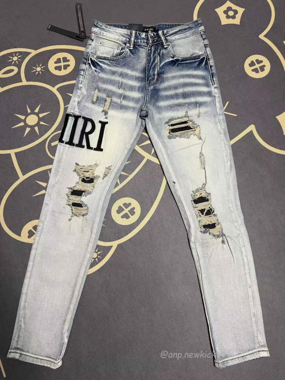 Amiri Jeans Men Letters Trousers Repair Low Rise Skinny (9) - www.kitistry.com