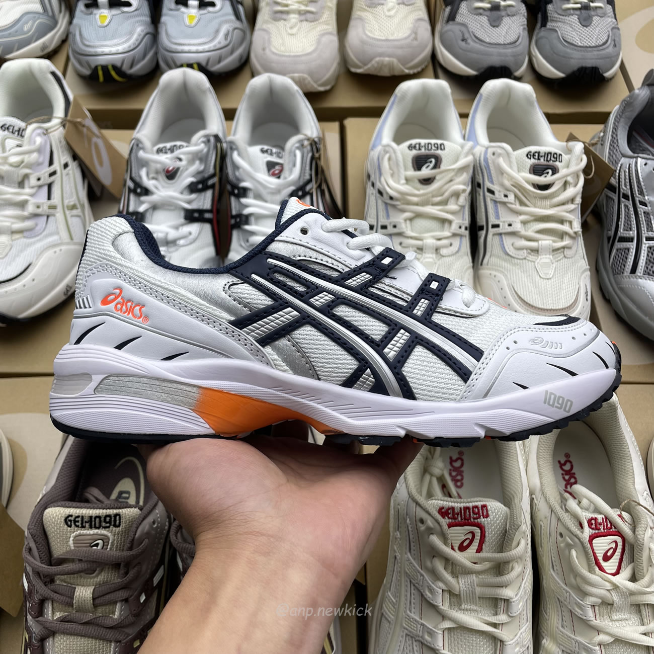 Asics Gel 1090 Grey Beige Birch French Blue White Sage Silver Cream Brown Silver Cream Gray Blue (16) - www.kitistry.com