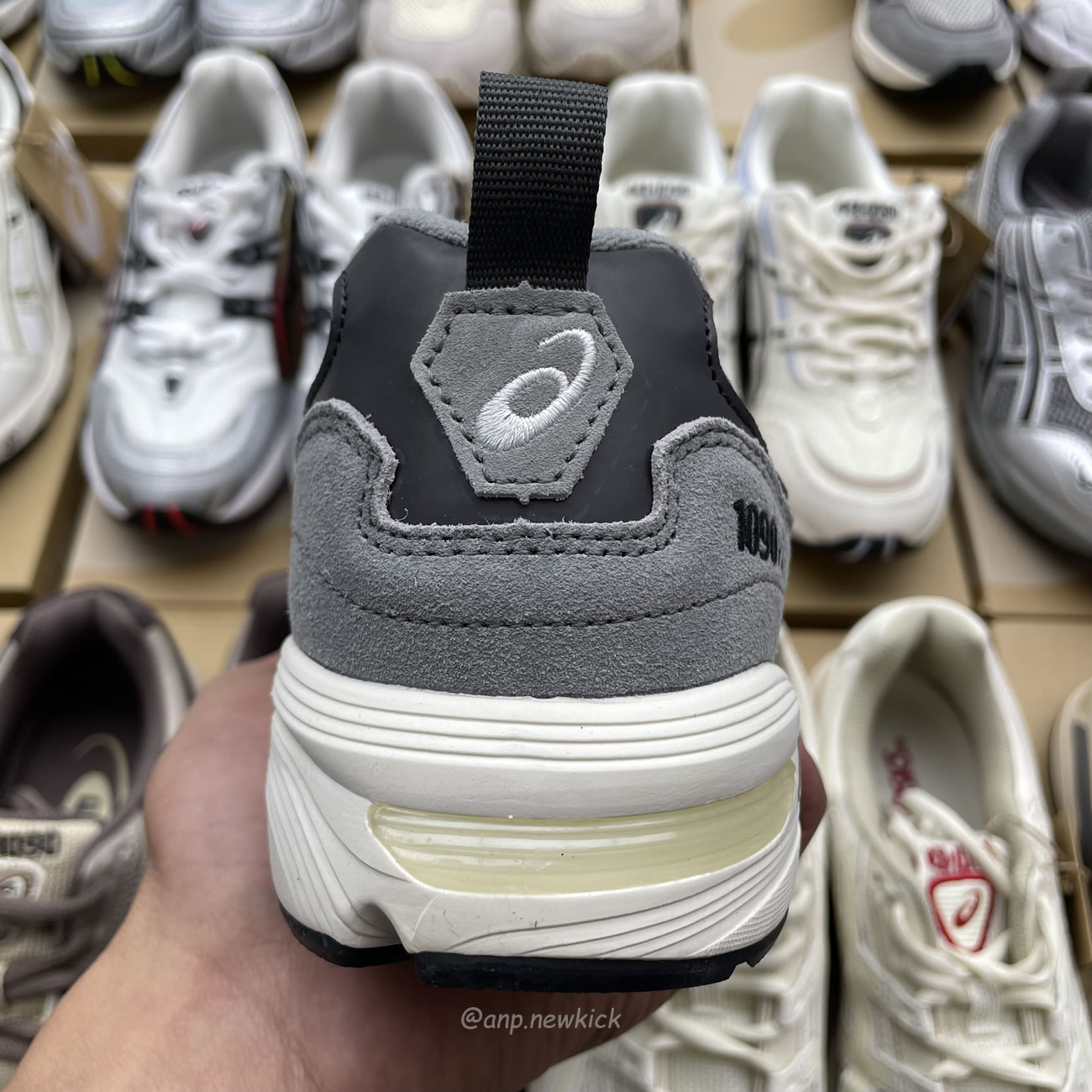Asics Gel 1090 Grey Beige Birch French Blue White Sage Silver Cream Brown Silver Cream Gray Blue (17) - www.kitistry.com