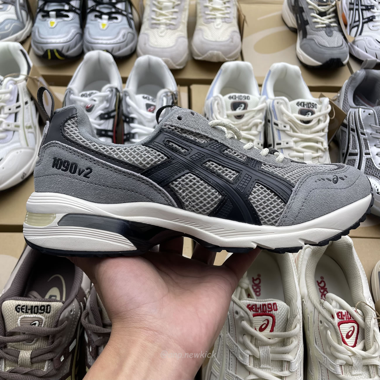 Asics Gel 1090 Grey Beige Birch French Blue White Sage Silver Cream Brown Silver Cream Gray Blue (19) - www.kitistry.com