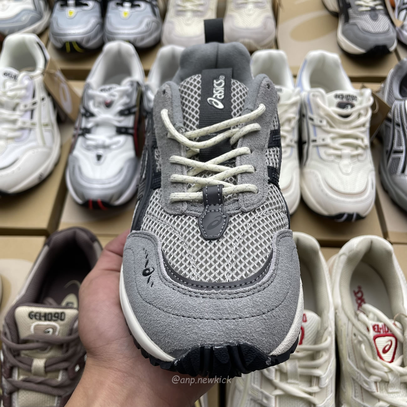 Asics Gel 1090 Grey Beige Birch French Blue White Sage Silver Cream Brown Silver Cream Gray Blue (24) - www.kitistry.com