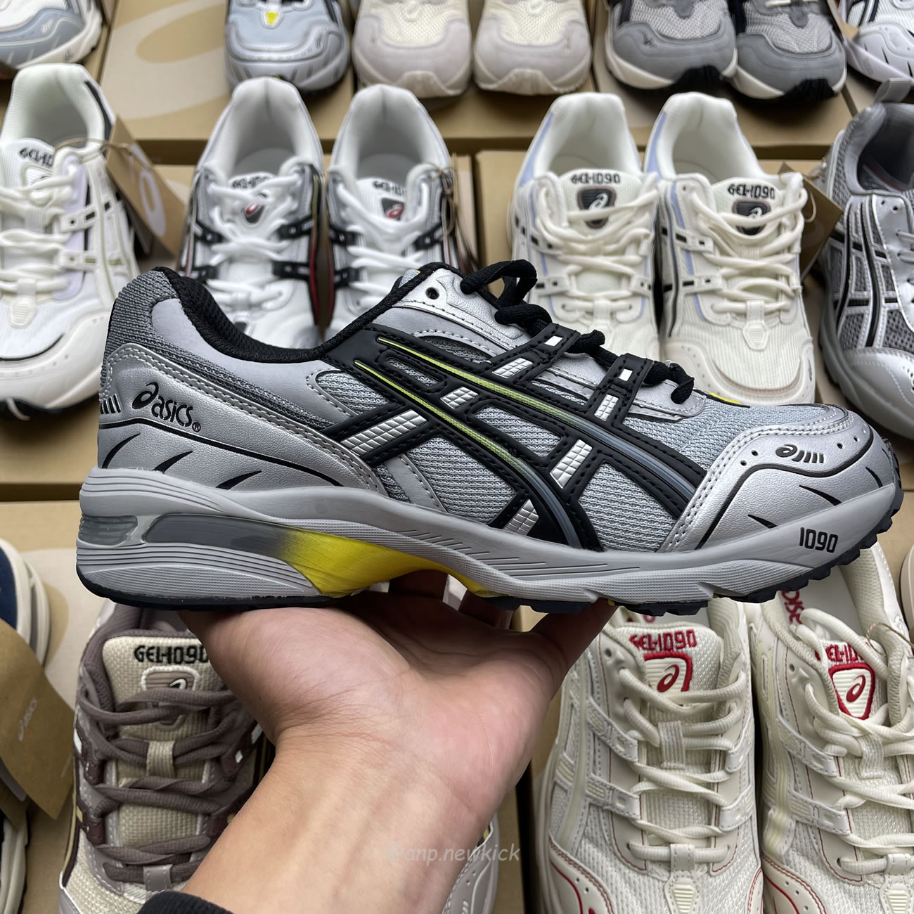 Asics Gel 1090 Grey Beige Birch French Blue White Sage Silver Cream Brown Silver Cream Gray Blue (25) - www.kitistry.com