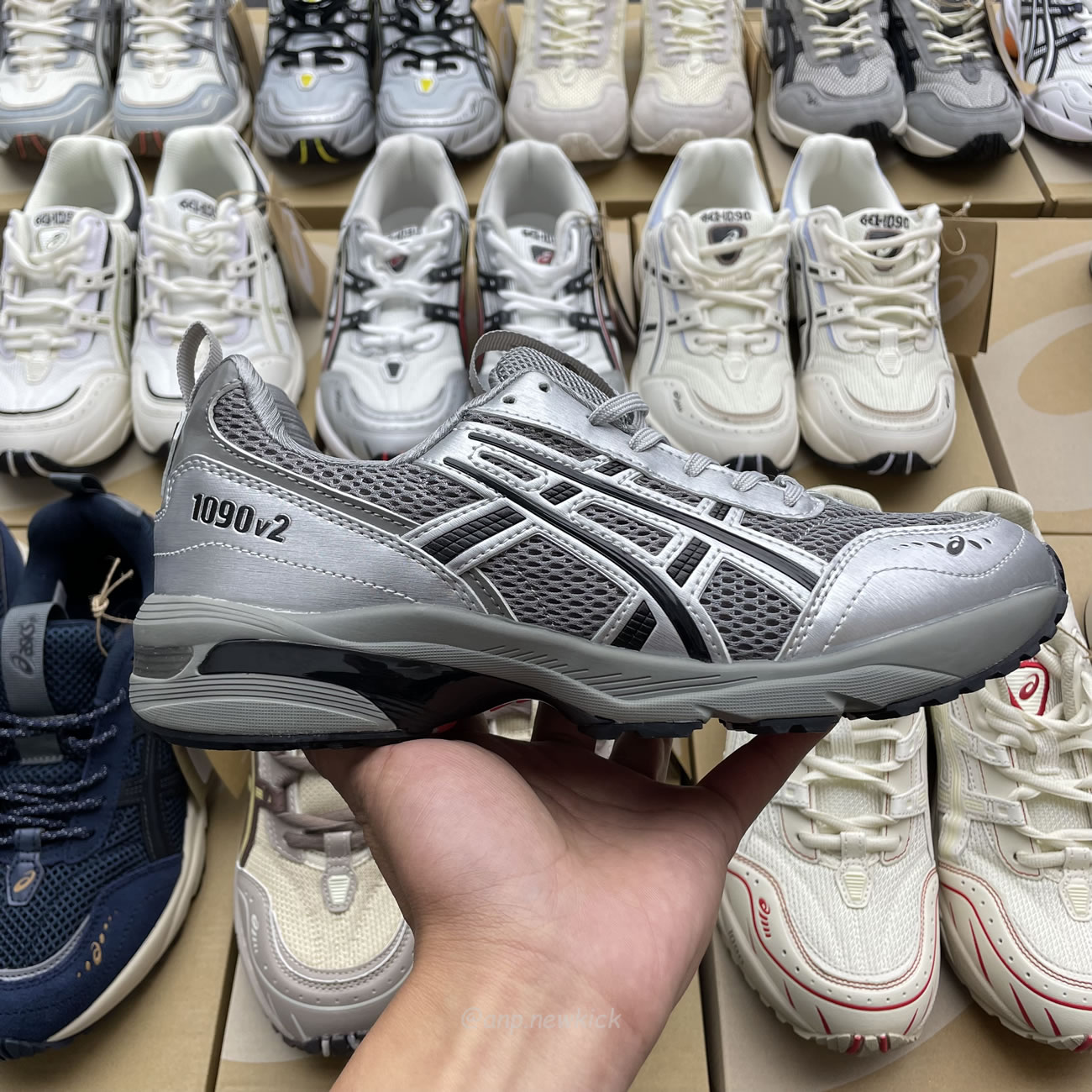 Asics Gel 1090 Grey Beige Birch French Blue White Sage Silver Cream Brown Silver Cream Gray Blue (28) - www.kitistry.com