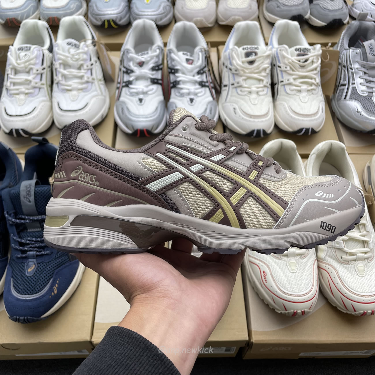 Asics Gel 1090 Grey Beige Birch French Blue White Sage Silver Cream Brown Silver Cream Gray Blue (31) - www.kitistry.com