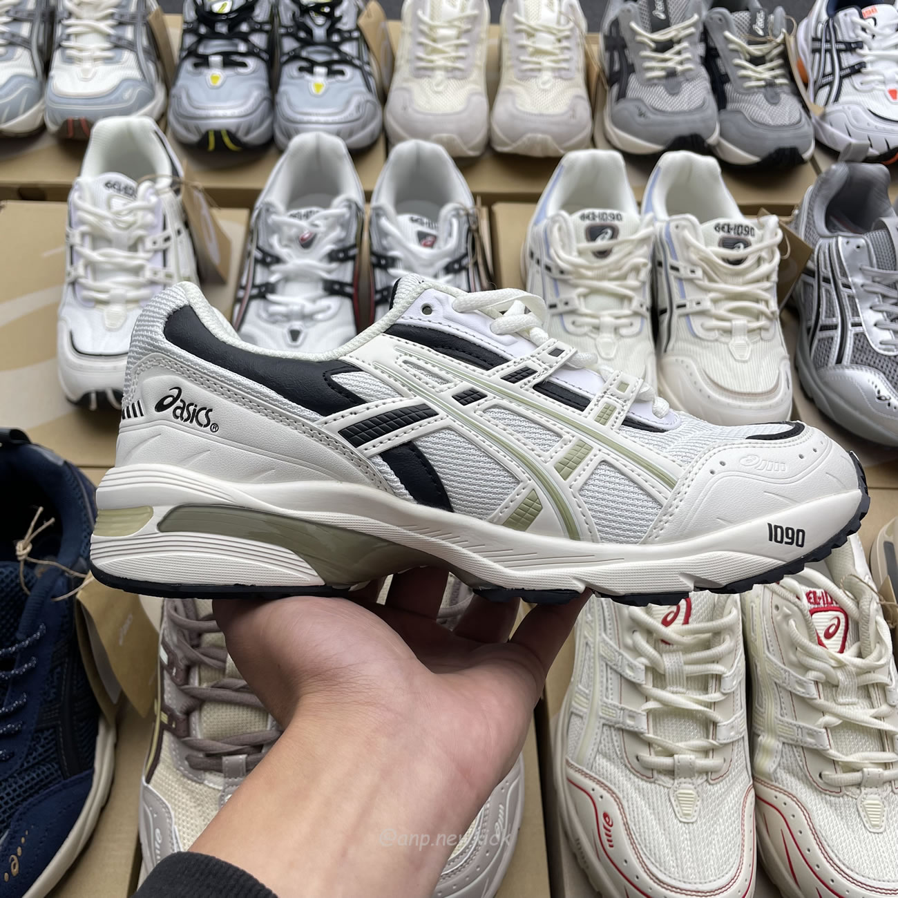 Asics Gel 1090 Grey Beige Birch French Blue White Sage Silver Cream Brown Silver Cream Gray Blue (32) - www.kitistry.com